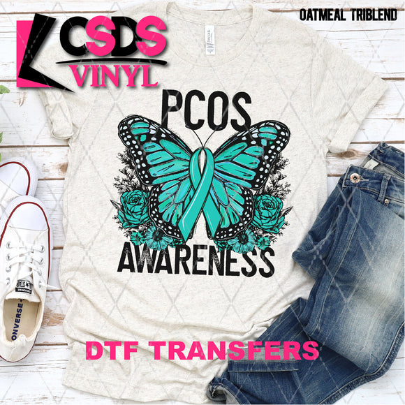 DTF Transfer - DTF003172 Floral Butterfly PCOS Awareness