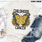 DTF Transfer - DTF003173 Floral Butterfly Childhood Cancer