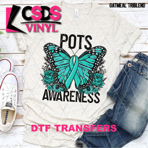 DTF Transfer - DTF003174 Floral Butterfly POTS Awareness