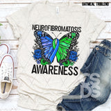 DTF Transfer - DTF003178 Floral Butterfly Neurofibromatosis Awareness