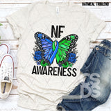 DTF Transfer - DTF003179 Floral Butterfly NF Awareness