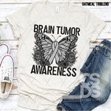 DTF Transfer - DTF003180 Floral Butterfly Brain Tumor Awareness