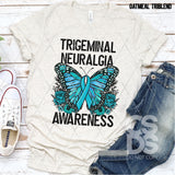 DTF Transfer - DTF003181 Floral Butterfly Trigeminal Neuralgia Awareness