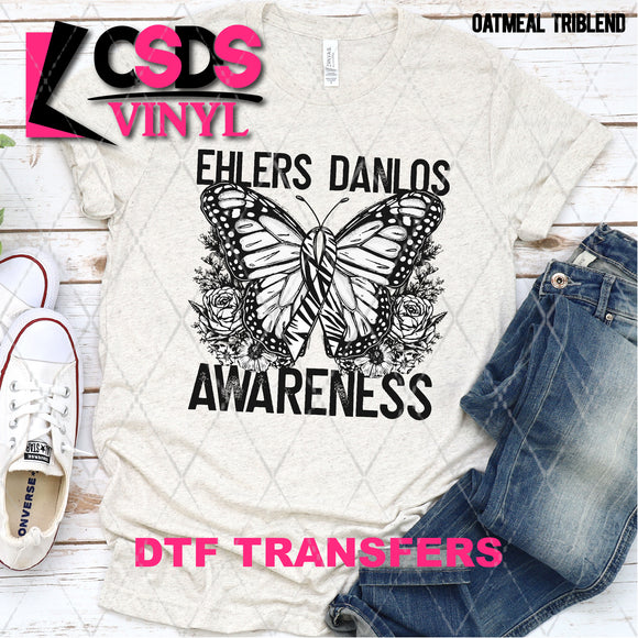 DTF Transfer - DTF003183 Floral Butterfly Ehlers Danlos Awareness