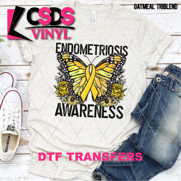 DTF Transfer - DTF003184 Floral Butterfly Endometriosis Awareness