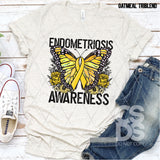 DTF Transfer - DTF003184 Floral Butterfly Endometriosis Awareness