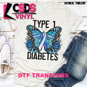 DTF Transfer - DTF003185 Floral Butterfly Type 1 Diabetes