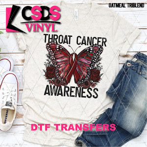 DTF Transfer - DTF003186 Floral Butterfly Throat Cancer Awareness