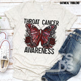 DTF Transfer - DTF003186 Floral Butterfly Throat Cancer Awareness