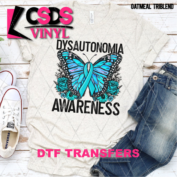 DTF Transfer - DTF003188 Floral Butterfly Dysautonomia Awareness