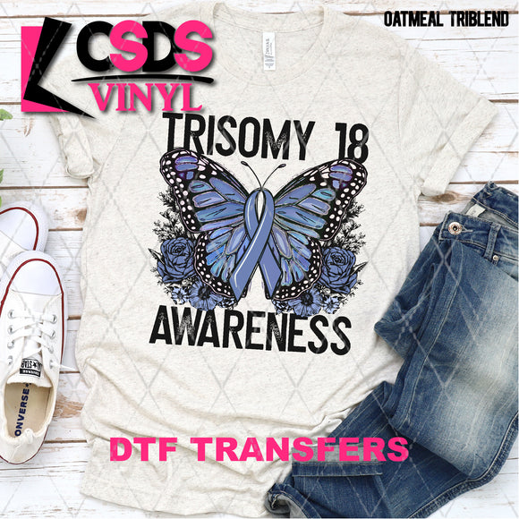 DTF Transfer - DTF003189 Floral Butterfly Trisomy 18 Awareness