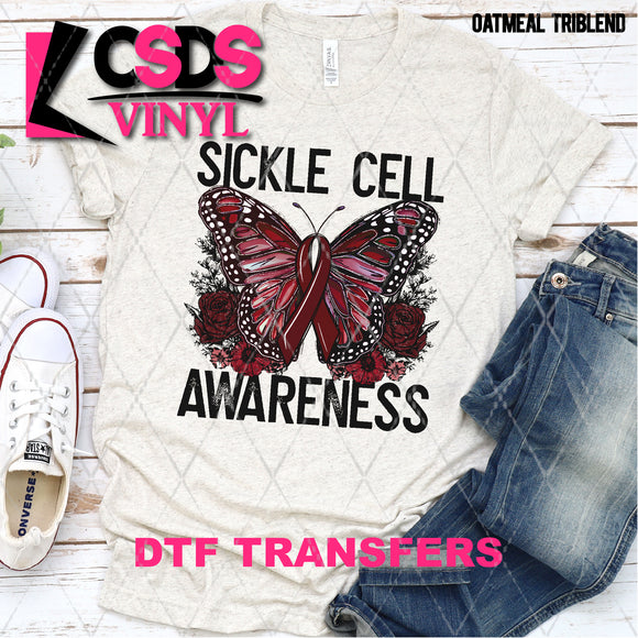 DTF Transfer - DTF003190 Floral Butterfly Sickle Cell Awareness