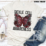 DTF Transfer - DTF003190 Floral Butterfly Sickle Cell Awareness