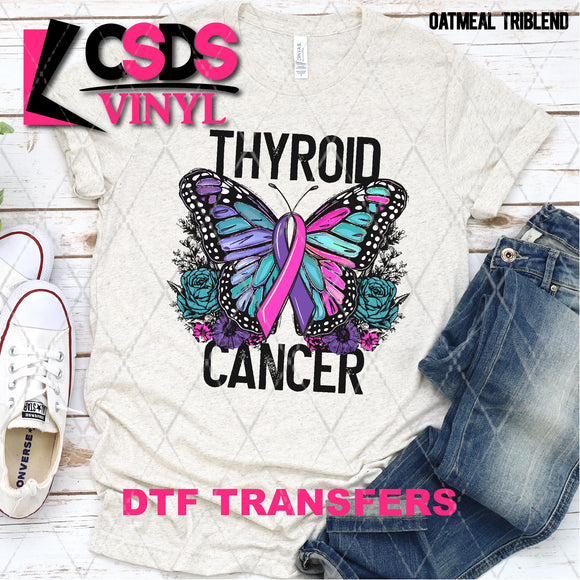 DTF Transfer - DTF003195 Floral Butterfly Thyroid Cancer