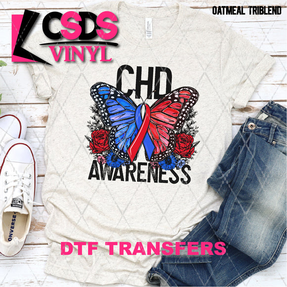 DTF Transfer - DTF003196 Floral Butterfly CHD Awareness