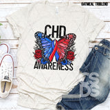 DTF Transfer - DTF003196 Floral Butterfly CHD Awareness