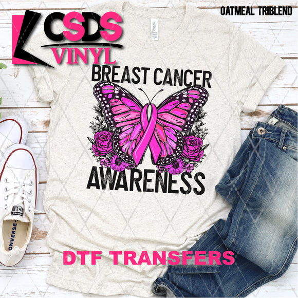 DTF Transfer - DTF003198 Floral Butterfly Breast Cancer Awareness