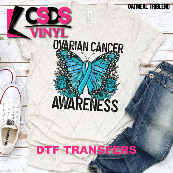 DTF Transfer - DTF003199 Floral Butterfly Ovarian Cancer Awareness