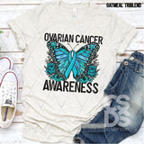 DTF Transfer - DTF003199 Floral Butterfly Ovarian Cancer Awareness