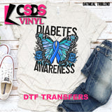 DTF Transfer - DTF003205 Floral Butterfly Diabetes Awareness