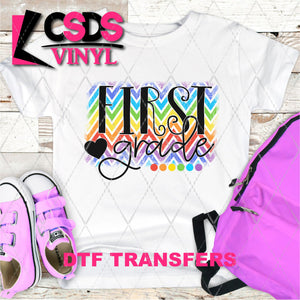 DTF Transfer - DTF003244 Rainbow Chevron First Grade