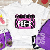 DTF Transfer - DTF003266 Hello Pre-K Pink Crayon