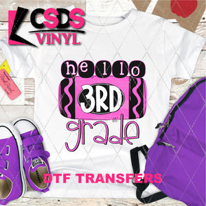 DTF Transfer - DTF003270 Hello 3rd Grade Pink Crayon