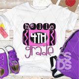 DTF Transfer - DTF003271 Hello 4th Grade Pink Crayon