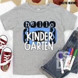 DTF Transfer - DTF003274 Hello Kindergarten Blue Crayon