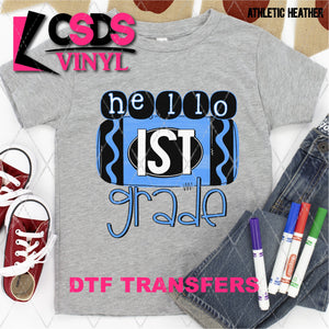 DTF Transfer - DTF003275 Hello 1st Grade Blue Crayon