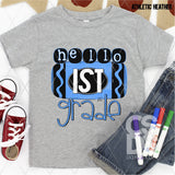 DTF Transfer - DTF003275 Hello 1st Grade Blue Crayon