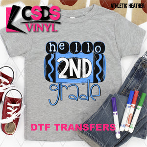 DTF Transfer - DTF003276 Hello 2nd Grade Blue Crayon