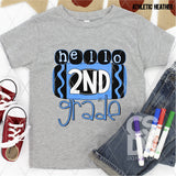 DTF Transfer - DTF003276 Hello 2nd Grade Blue Crayon