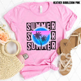 DTF Transfer - DTF003324 Summer Stacked Word Art Palm Trees