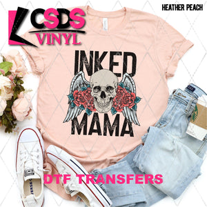 DTF Transfer - DTF003387 Inked Mama Skull with Roses and Wings