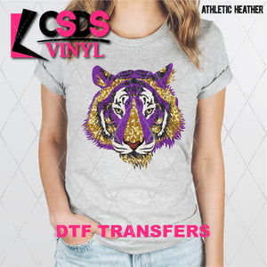 DTF Transfer - DTF003399 Purple and Gold Glitter Tiger