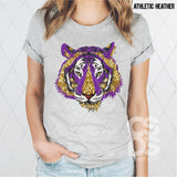 DTF Transfer - DTF003399 Purple and Gold Glitter Tiger