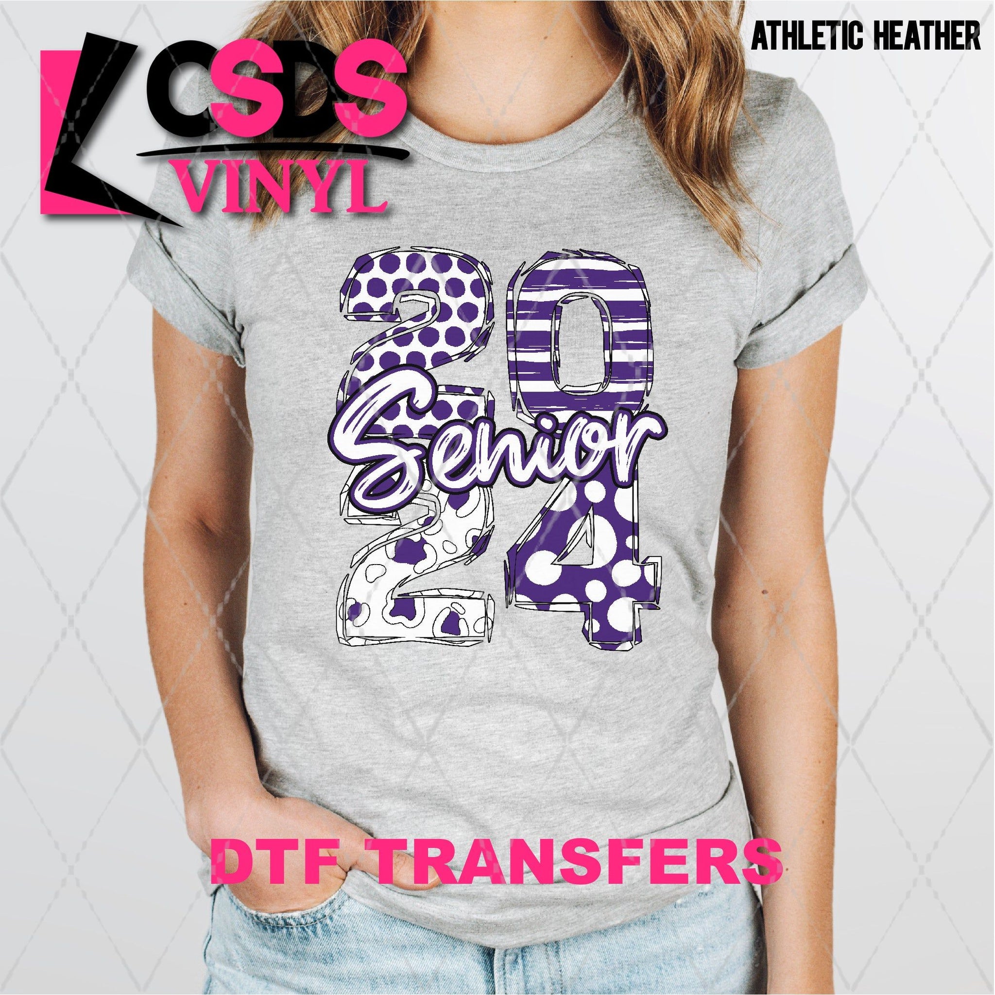 DTF Transfer DTF003419 Senior 2024 Purple and White CSDS Vinyl