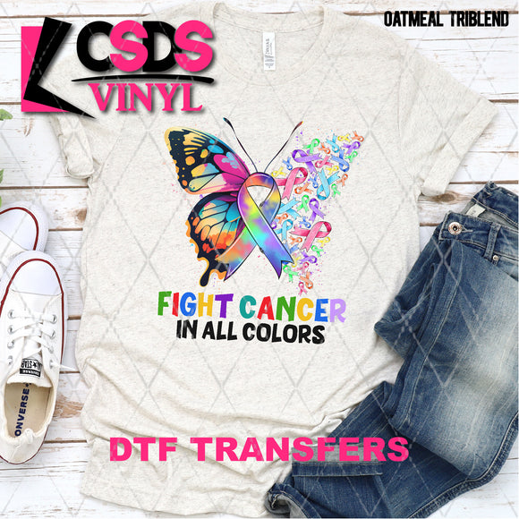DTF Transfer - DTF003549 Fight Cancer in All Colors Butterfly