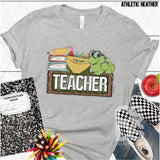 DTF Transfer - DTF003589 Books Crayons Worm Teacher