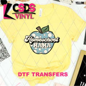 DTF Transfer - DTF003621 Homeschool Mama Blue Polka Dot Apple