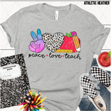 DTF Transfer - DTF003653 Peace Love Teach Leopard Heart