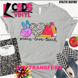 DTF Transfer - DTF003653 Peace Love Teach Leopard Heart