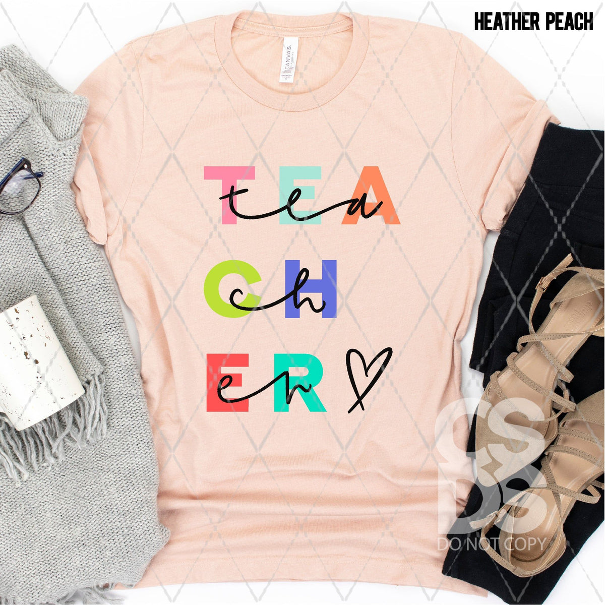 DTF Transfer - DTF003663 TEACHER Heart Stacked Letters – CSDS Vinyl