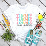 DTF Transfer - DTF003666 Teacher Crayons Kids Caffeine Stacked Word Art