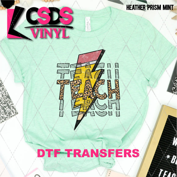 DTF Transfer - DTF003675 Leopard Teach with Pencil Stacked Word Art