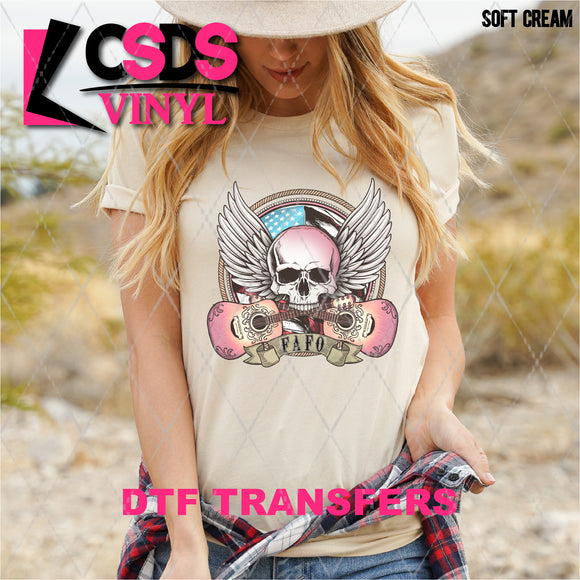 DTF Transfer - DTF003762 Pink Skull with Wings