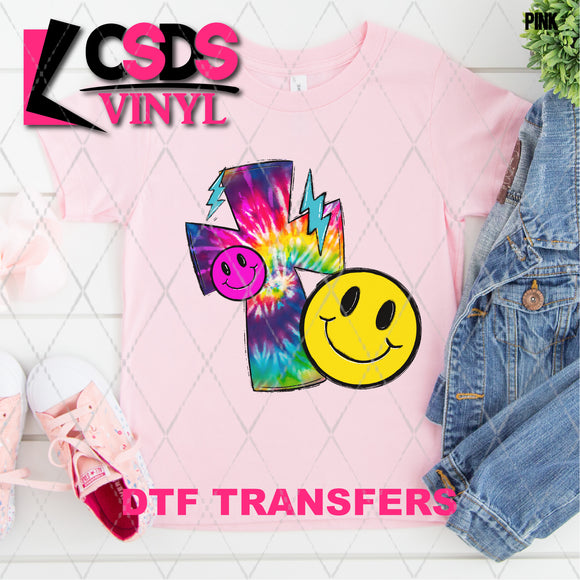 DTF Transfer - DTF003817 Rainbow Tie Dye Cross and Smile