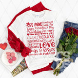 DTF Transfer - DTF004021 Valentine's Day Word Collage Red