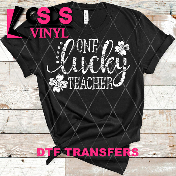 DTF Transfer -  DTF004062 One Lucky Teacher White